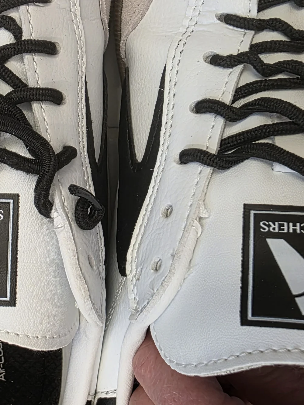 Skechers Court Classics Leather Sneakers Women's US 7.5 White Black Gum Sole Air